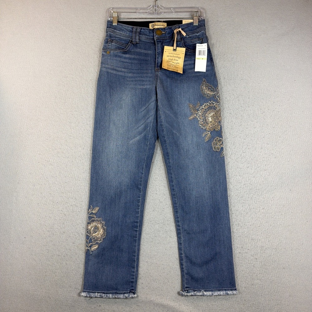Democracy Jeans Womens 4 Blue Ab Technology Straight Leg Mold & Hold Stretch NWT